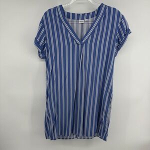 GAP Blue White Stripe V Neck Casual Shirt Dress Size M